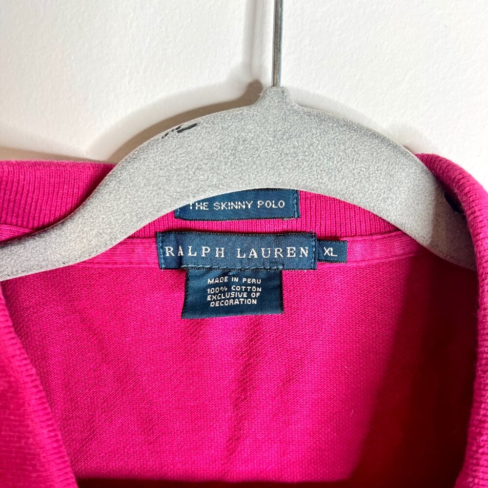 Ralph Lauren The Skinny Polo Y2K Embroidered Monogram Preppy Long Sleeve Sz XL - Picture 2 of 4